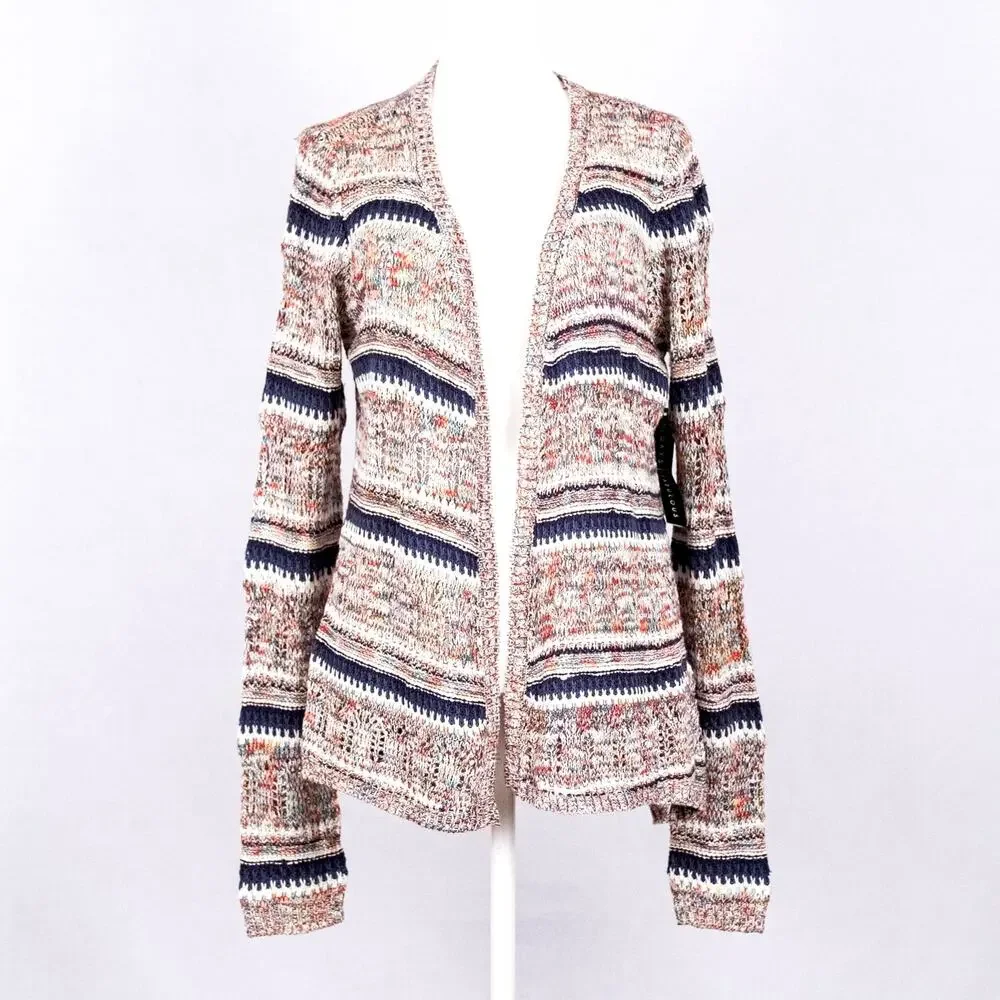 Absolutely Famous Open-Knit Cardigan SZ SMALL Beach Casual Coastal Rainbow Boho